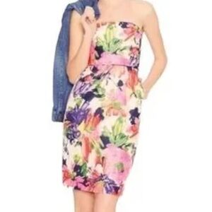 J. Crew Strapless Silk Floral Print Mini Dress Size 6